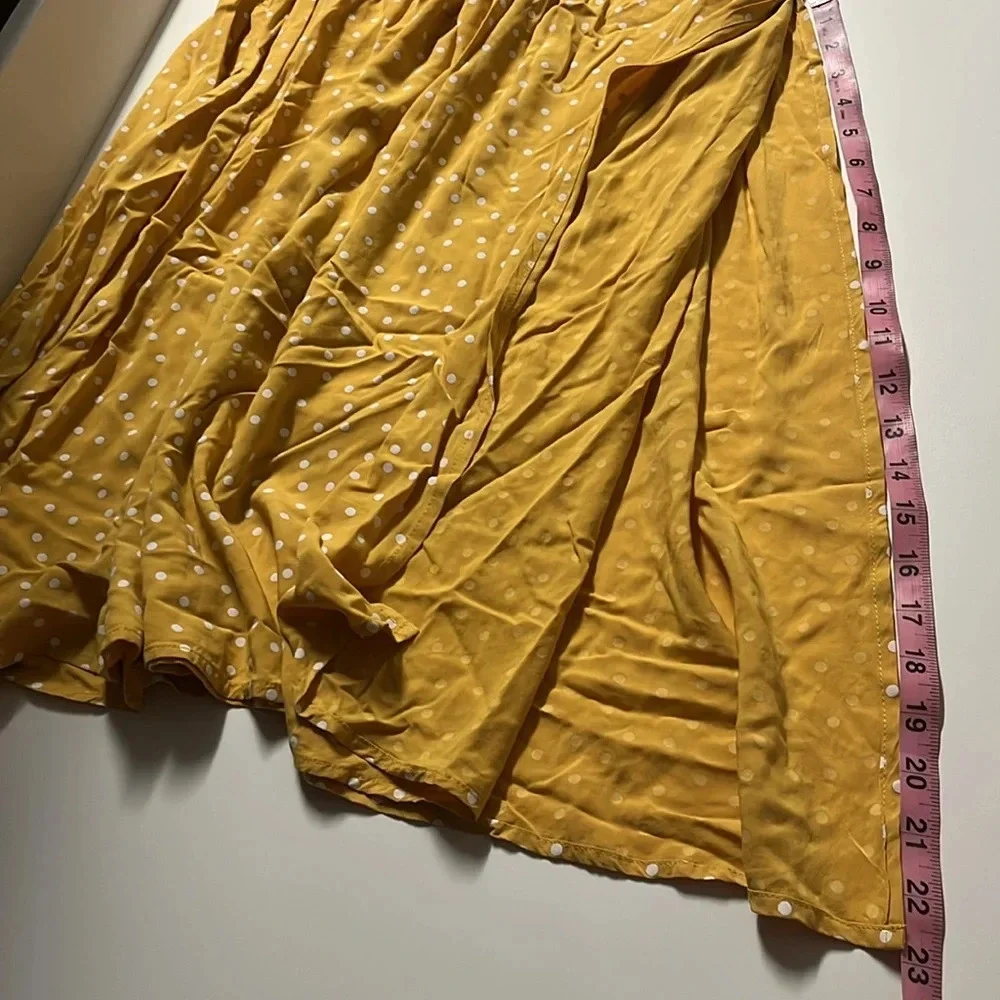 Imperfect NWT NAF NAF Paris skirt yellow maxi skirt rope tassel‎ belt polka dot